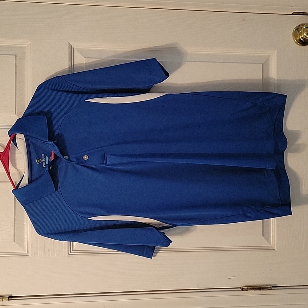 Pro Tour Men's Short Sleeve Golf Shirt Royal Blue & White Size M